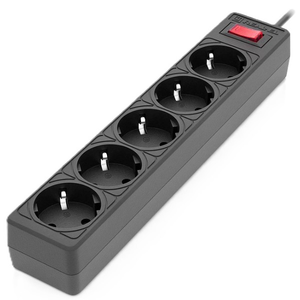 Фото - Мережевий фільтр REAL-EL RS-Protect 505 1.8 м Black (EL122300044)